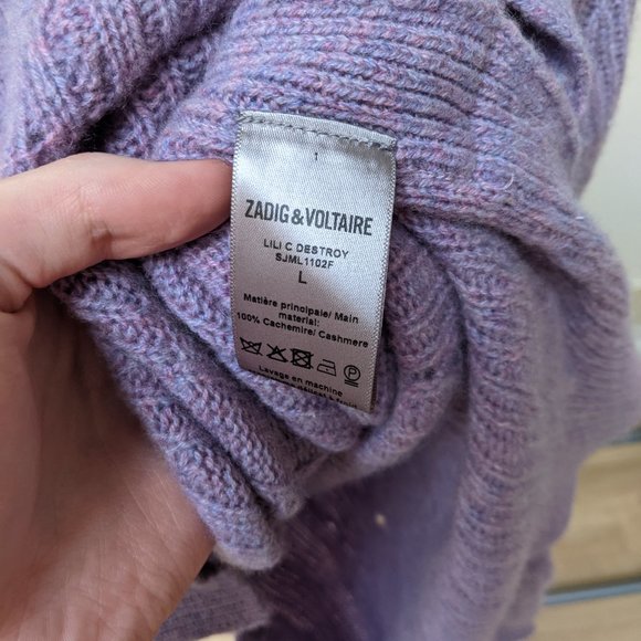 Cashmere Large purple Zadig & Voltaire distressed sweater - Picture 2 of 4